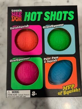 Teenie NEE DOH HOT SHOTS Squishy Ball Set - Neon Orange, Green, Pink, Blue